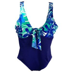 Bleu Ice Women’s Blue Floral Plus Size One Piece Swimsuit Size 24 Brand New